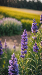 Obraz premium lavender field in the morning