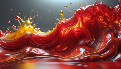 3d red yellow melt rubber fluid