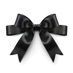 Black ribbon bow isolated on transparent background