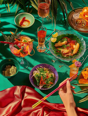 Tropical Feast: A Vibrant Fusion of Exotic Flavors and Colors