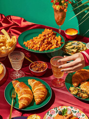 Vibrant Festive Brunch Spread with Touches of Elegance