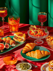 Sumptuous Brunch Spread with Vibrant Table Setting