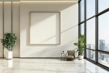 Modern office interior wall mockup created with generative ai