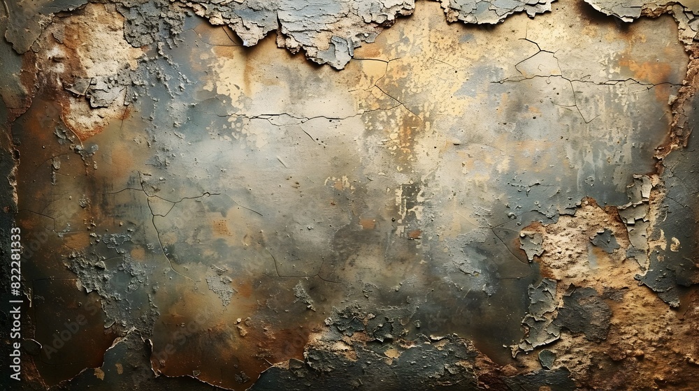 Aufkleber Weathered and Worn Textured Surface with Peeling and Cracking Paint