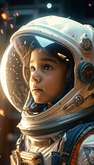Child Astronaut Spacesuit Hopeful Aspiring Future Science Career Job Occupation Concept