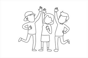 Continuous one-line drawing friends. Friendship Day concept