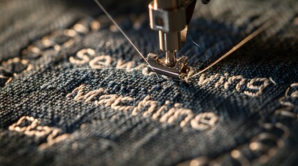 Closeup Photo of a Sewing Machine Sewing Fabric Celebrating Sewing Machine Day
