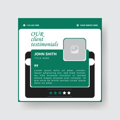 Client or Customer Testimonial Social Media Post Design. Customer Service Feedback Review Post with Green and Black Color Accent.