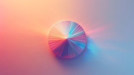 Minimal modern image of a circular prism light spectrum with colors radiating outward, centered on a clean pastel background, harmonious and clean design