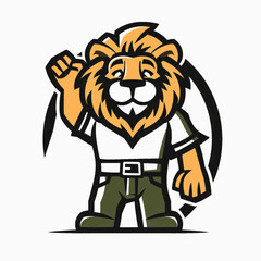 Naklejka premium Adorable lion mascot design vector illustration template