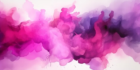 Obraz premium pink purple watercolor texture background, pink smoke cloud wave painting, pink purple splash art ink paint banner,