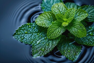 Green leaf floating on water professional photography