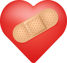 Heart With Bandage Illustration Icon