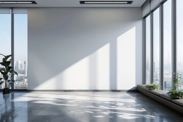 Modern office interior wall mockup created with generative ai