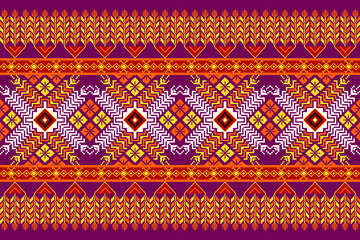 Pixel pattern ethnic oriental traditional. Design fabric pattern textile African, Aztec African America Indian seamless. Floral pixel art pattern on navy background  vector illustration