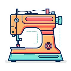 Flat Design Sewing Machine Illustration for Crafting and Fashion Projects
