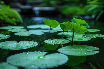 Green leaf floating on water professional photography