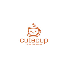 Cute cup line logo vector illustration