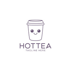Cute cup line logo vector illustration