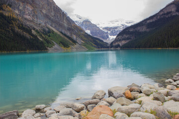 Morning on the Lake Louise, Banff in Canadian Rockies.