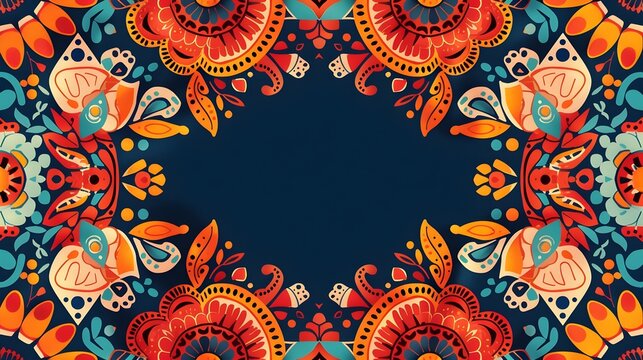 Vibrant Peruvian Inspired Abstract Pattern for Hispanic Heritage Month Background
