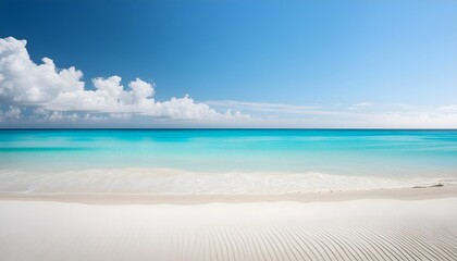 Fototapeta premium Beautiful tropical beach, blue summer sky and white sandy ocean