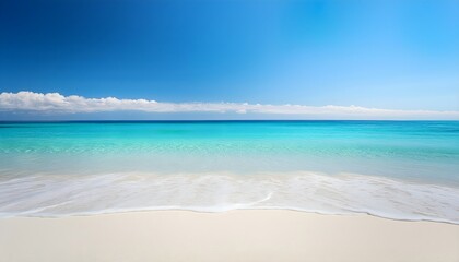 Obraz premium Beautiful tropical beach, blue summer sky and white sandy ocean
