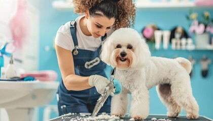 Expert Pet Groomer at Work in Award-Winning Grooming Salon