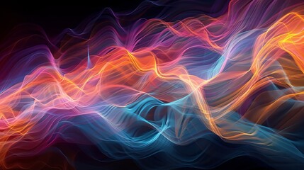 Fototapeta premium Glowing Wave Patterns - Abstract Dynamic Digital Art