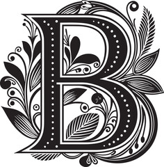 Decorative Alphabet illustration black and white illustration