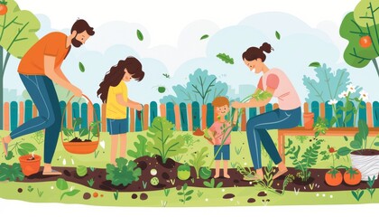 Obraz premium Organic Family Garden: Sustainable Living and Composting Among Vibrant Greenery