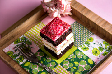 cake with cream and mint