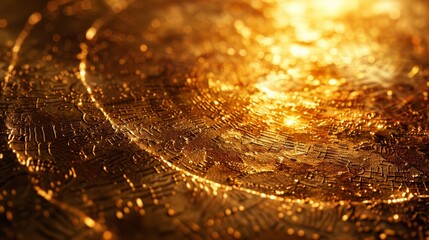 Beautiful abstract background of glowing golden circles, perfect for elegant, luxurious designs and artistic creations.