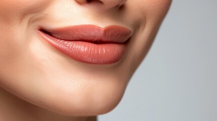 Fototapeta premium Close-up of a smiling mouth with plump lips