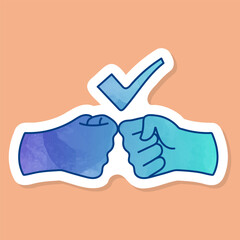 Fist hand shake color sticker