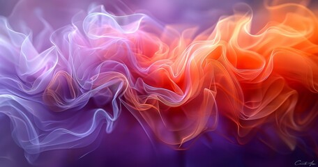 Fototapeta premium Colorful abstract background with swirling patterns of purple, orange, and pink hues, creating a dynamic and vibrant visual effect.