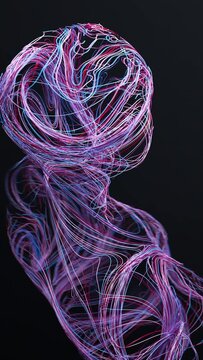 Intricate Neon Wireframe Abstract Animation vertical detailed background