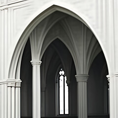 Fototapeta premium Minimal gothic arch architecture white background spirituality