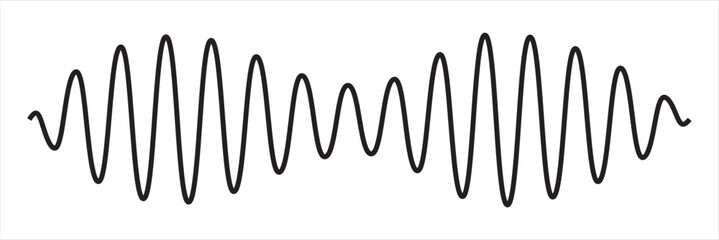One line drawing of sound wave. Continuous linear sketch . Vector illustration. isolated on white and black background. eps10