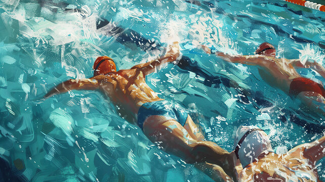 person swimming in the pool