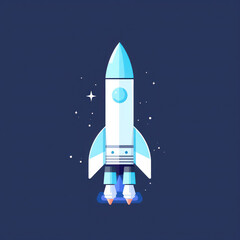 Fototapeta premium spaceship, rocket, flat illustration style, space background theme