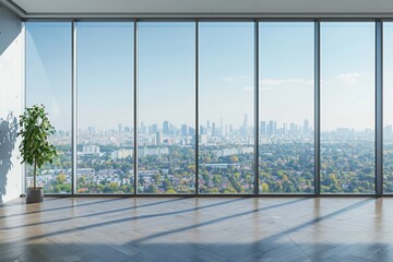 Naklejka premium Modern office interior wall mockup created with generative ai