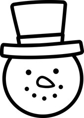 Snowman head thick line icon vector.
Snowman  outline vector.