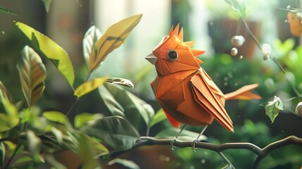 Origami animals come to life in 3D renders, capturing adorable moments in charming settings.