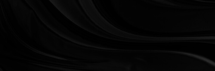 Black gray satin dark fabric texture luxurious shiny that is abstract silk cloth background with patterns soft waves blur beautiful.