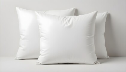 white pillow on white background, Realistic white pillow square shape. Comfortable cushion for sleep, rest, relax mockups set