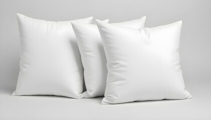 white pillows on a bed, Realistic white pillow square shape. Comfortable cushion for sleep, rest, relax mockups set