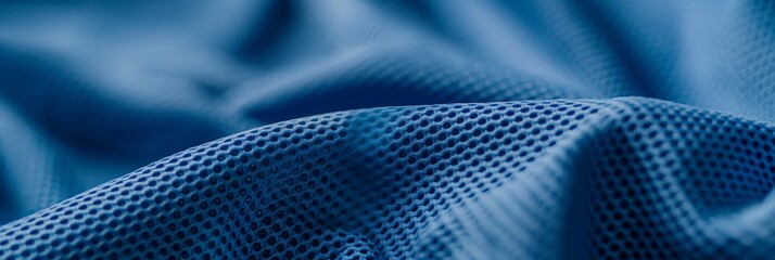 Blue textured fabric with intricate mesh pattern banner