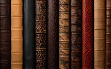 vintage classic books in leather binding blank design cover copy space design, mockup, close-up