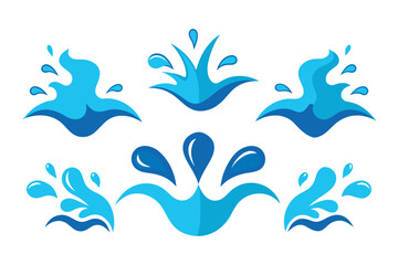 Silhouette of abstract liquid water splash divider vector, logo design set